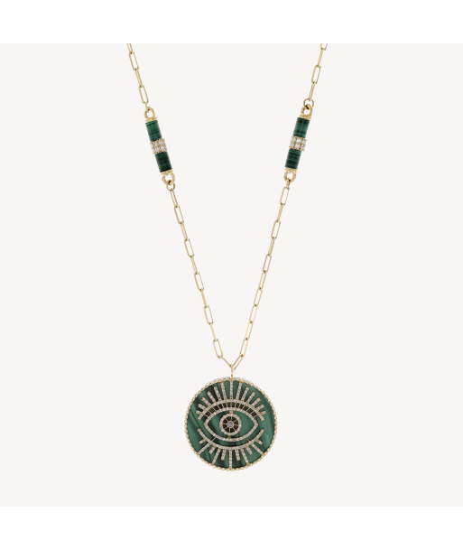 Collier Eye Malachite Plate Diamond Or Rose store