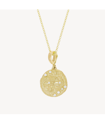 Of The Stars Gemini Small Coin Necklace brillant des détails fins