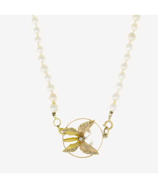 Pearls Necklace and Diamond Butterfly Locket vente chaude votre 