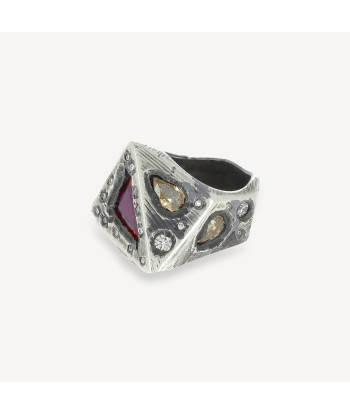 Bague Géométrique Rubis Diamants Bruns et Blancs acheter en ligne