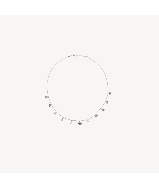 Collier Riviere Fancy Or Blanc basket pas cher