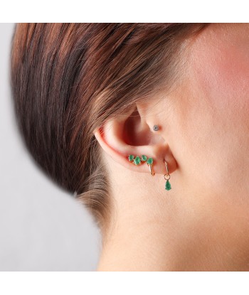 Piercing Créole 6.5mm Or Jaune Poire Emeraude 4.5x3mm paiement sécurisé