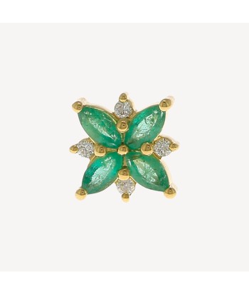 Piercing Puce Fleur Emeraudes 4 Marquises Or Jaune pas cher 