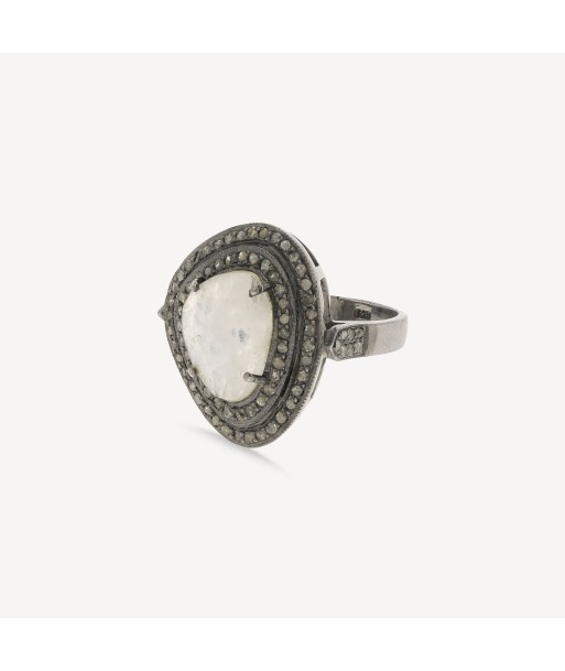 Bague Indienne Moonstone Diamants plus qu'un jeu 