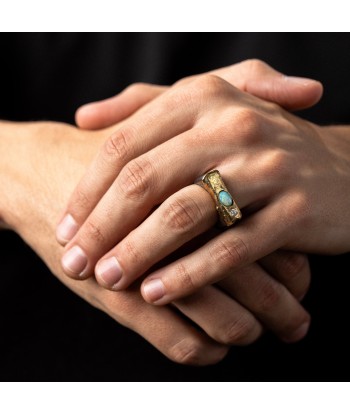 Bague Opale Argent et Or Jaune les ctes