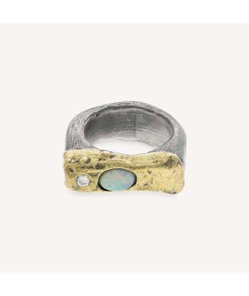 Bague Opale Argent et Or Jaune les ctes