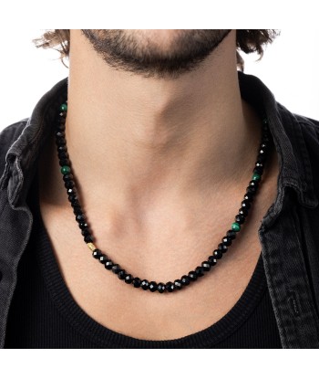 Collier Boho Malachite and Gold Rock pas chere