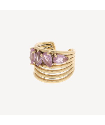 Earcuff Cluster Saphir Rose basket pas cher