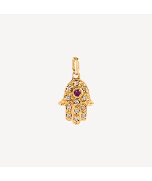 Pendentif Main Or Jaune Pavée Diamant et Rubis d'Europe débarque