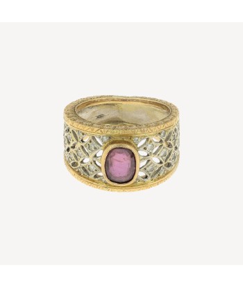 Bague Vintage Rubis et Diamants Or Rose solde