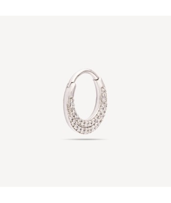 Piercing Créole Plate Or Blanc Double Ligne Diamants soldes