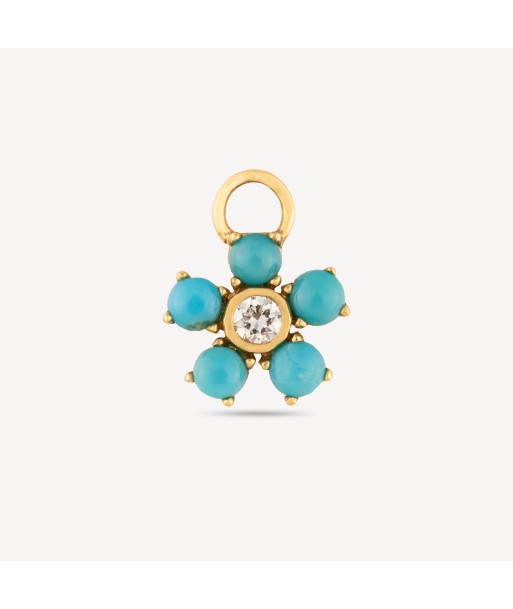 Charm Or Jaune Fleur Turquoise Diamant les ligaments