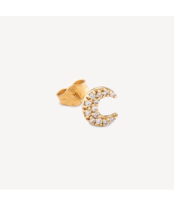 Boucle d'Oreille Lune Full Diamant Or Jaune livraison gratuite