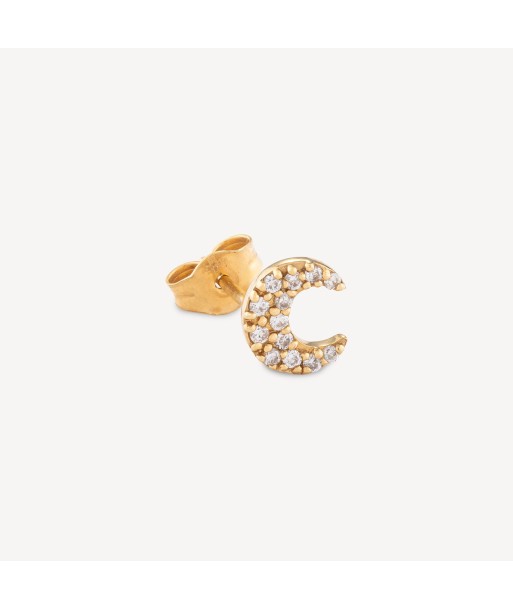 Boucle d'Oreille Lune Full Diamant Or Jaune livraison gratuite