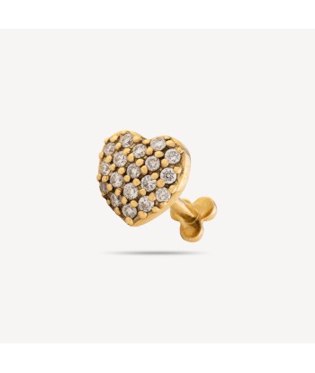 Stud Piercing Cœur Diamant Or Jaune la chaussure