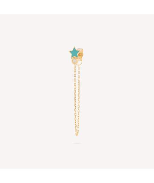 Stud Blue Star Diamant Or Jaune de votre