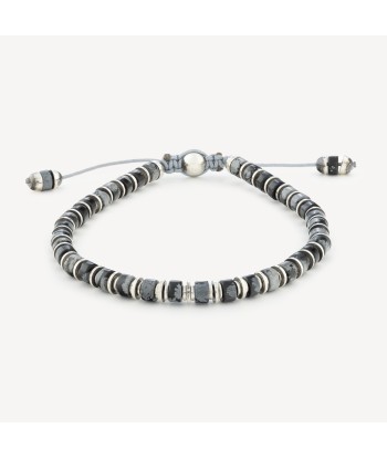 Bracelet Sapet Carte Gris Jaspe Argent de votre