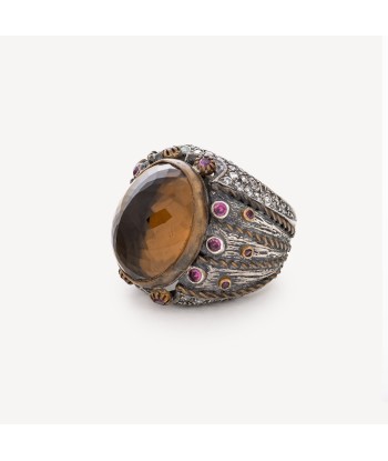 Bague Quartz Honey Et Rubellite Amélioration de cerveau avec