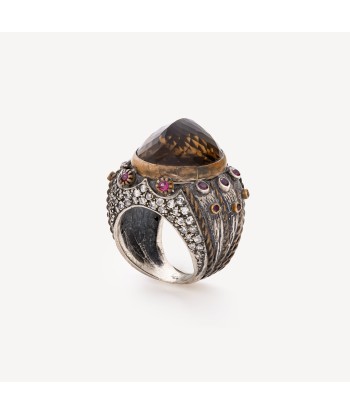 Bague Quartz Honey Et Rubellite Amélioration de cerveau avec