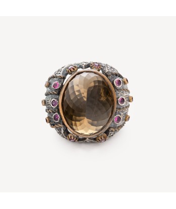 Bague Quartz Honey Et Rubellite Amélioration de cerveau avec