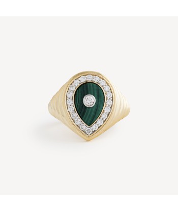 Bague Malachite Pearl Diamants Large destockage