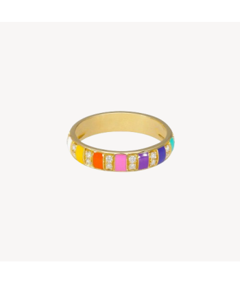 Bague Billie Email Multicolor et Diamants Or Jaune Les êtres humains sont 