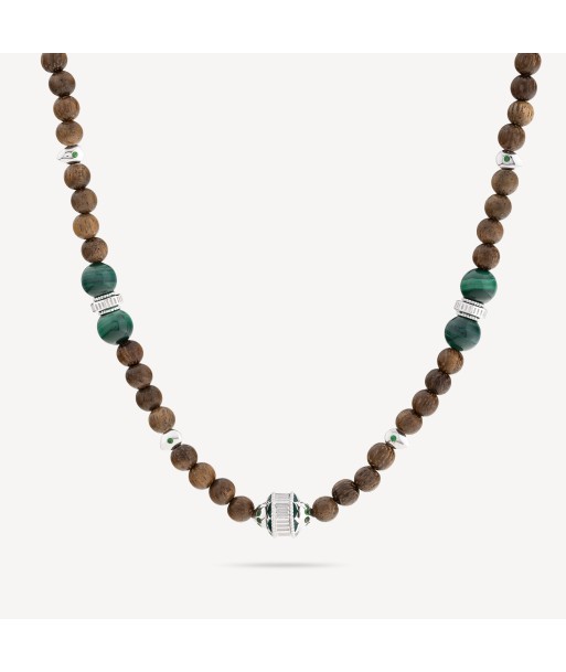 Collier Eonia Bois Tsavorites Malachite Pour