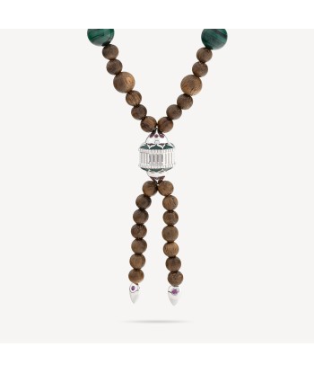 Collier Mala Bois Tourmalines Malachite à prix réduit toute l'année