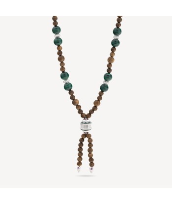 Collier Mala Bois Tourmalines Malachite à prix réduit toute l'année