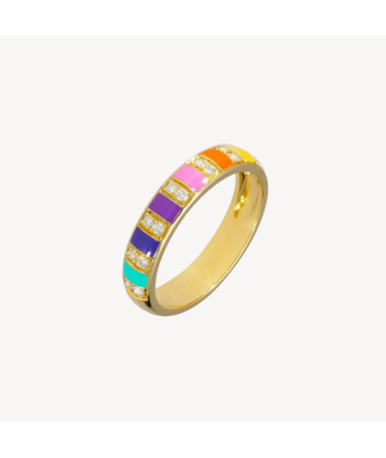 Bague Billie Email Multicolor et Diamants Or Jaune Les êtres humains sont 