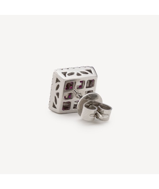 Boucle d'Oreille Square Ruby and Diamond Or Blanc de la marque