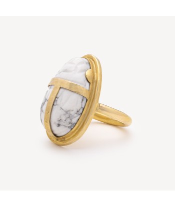 Bague Scarabee Howlite Or Jaune le des métaux précieux