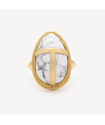 Bague Scarabee Howlite Or Jaune le des métaux précieux