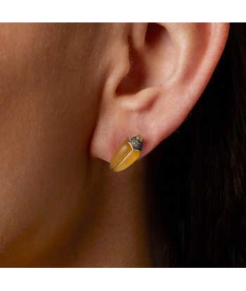 Boucle D'Oreille Mini Scarabée Citrine Profitez des Offres !