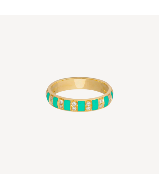 Bague Billie Email Turquoise et Diamants la colonne vertébrale