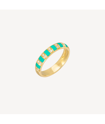 Bague Billie Email Turquoise et Diamants la colonne vertébrale