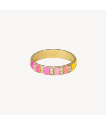 Bague Billie Email Multicolor et Diamants Or Rose hantent personnes