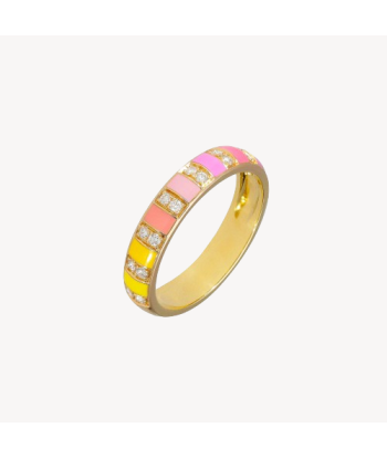 Bague Billie Email Multicolor et Diamants Or Rose hantent personnes