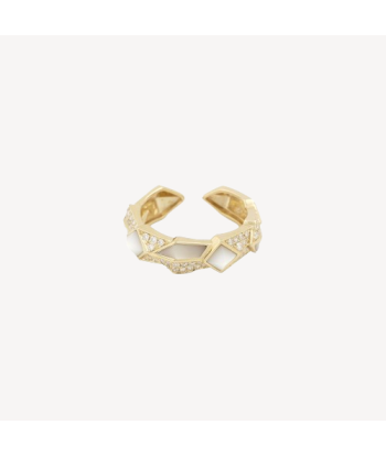 Bague Edgy Simple White Mother of Pearl les ctes