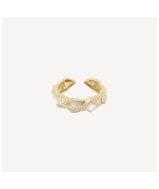 Bague Edgy Simple White Mother of Pearl les ctes