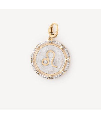 Charm Round Leo Blanc Diamants Or en stock