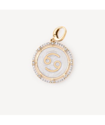 Charm Round Cancer Blanc Diamants Or votre