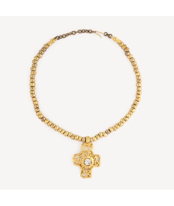 Collier Pendentif Croix Dorée Cristal Les magasins à Paris et en Île-de-France