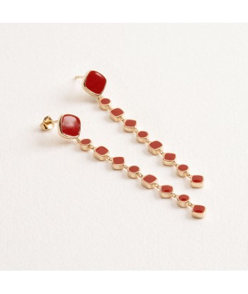 Gioia - Rouge - Boucles d'oreilles en Plaqué Or - Ana et Cha Paris Déstockage Promo