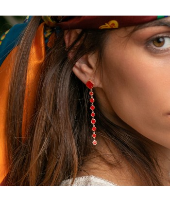 Gioia - Rouge - Boucles d'oreilles en Plaqué Or - Ana et Cha Paris Déstockage Promo