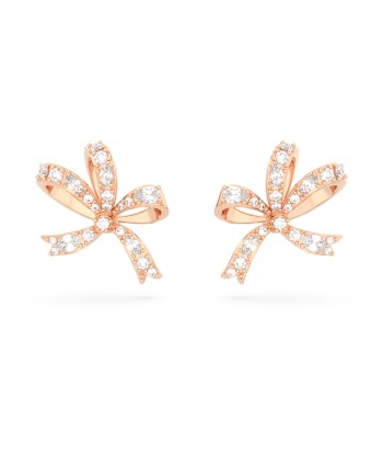 Volta - Nœud - Blanc Doré Rose - Clous d'oreilles - Swarovski Economisez 