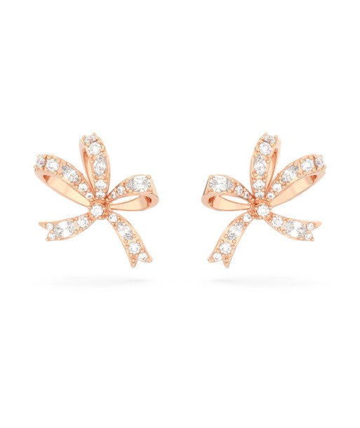 Volta - Nœud - Blanc Doré Rose - Clous d'oreilles - Swarovski Economisez 