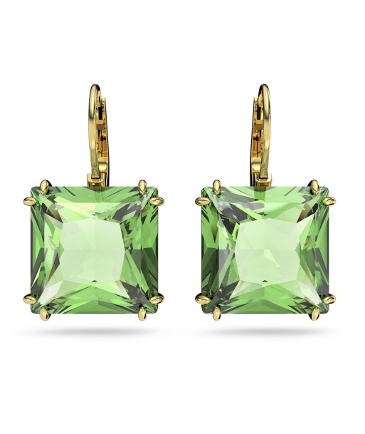 Millenia - Carré - Vert Doré - Boucles d'oreilles - Swarovski rembourrage situé sous