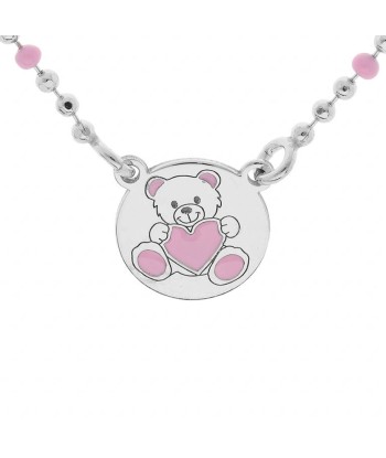 Ourson Rose - Argent - Collier de la marque