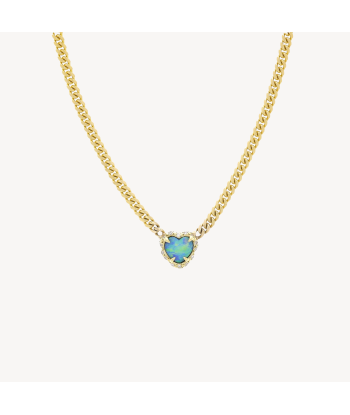 Collier Baby Premium Opal Heart Cuban les ctes